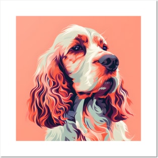 70s English Springer Spaniel Vibes: Pastel Pup Parade Posters and Art